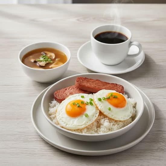 129. Luncheon Meat and Fried Egg on Rice 餐肉煎蛋飯